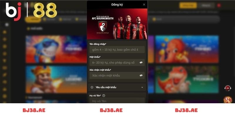 Các bước tạo account tại Bj38 đều rất đơn giản